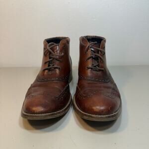 Cole Haan Brown Leather Wingtip Chukka Boots Mens Size 9 M Brogue Lace Up